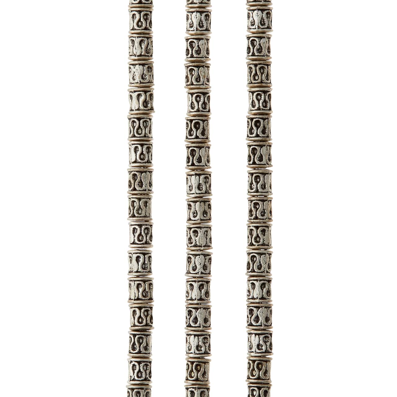 Sterling Silver Plated Snake Design Tube Beads, 6mm by Bead Landing™